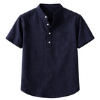 Men's Band Collar Henley Shirt with Chest Pocket