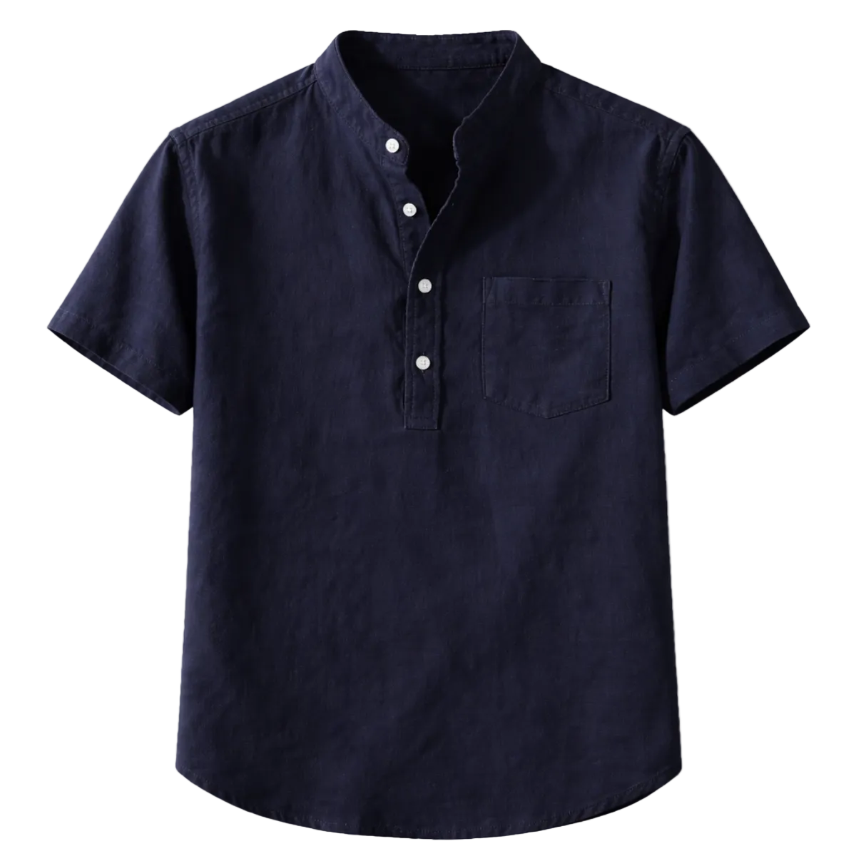 Men's Band Collar Henley Shirt with Chest Pocket