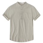 Men's Band Collar Rolled Cuff Shirt