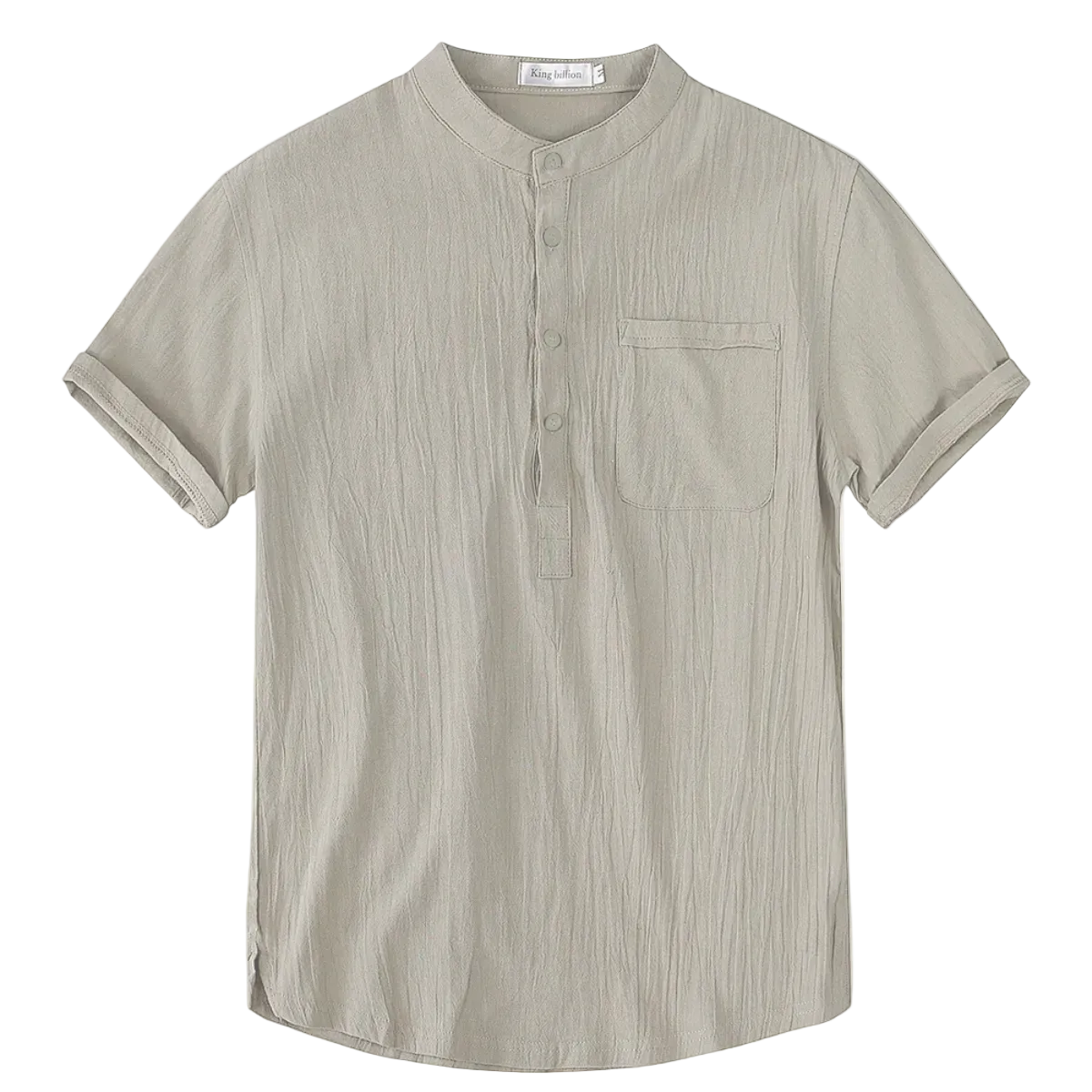 Men's Band Collar Rolled Cuff Shirt