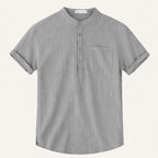 Men's Band Collar Rolled Cuff Shirt
