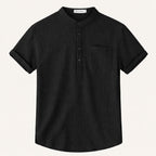 Men's Band Collar Rolled Cuff Shirt