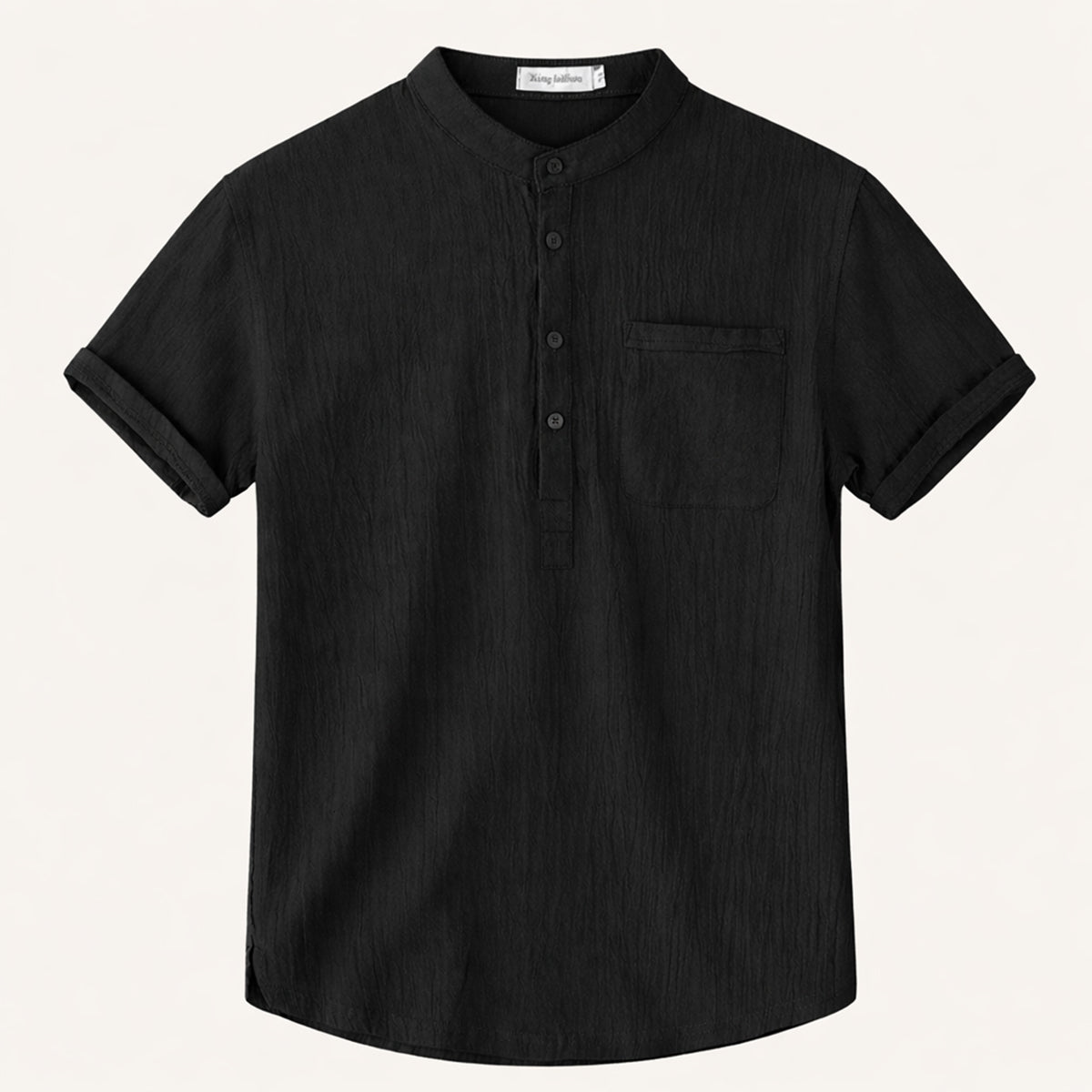Men's Band Collar Rolled Cuff Shirt