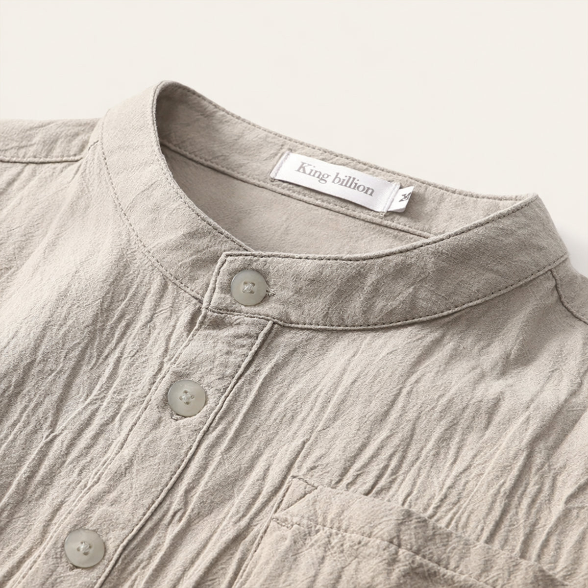 Men's Band Collar Rolled Cuff Shirt