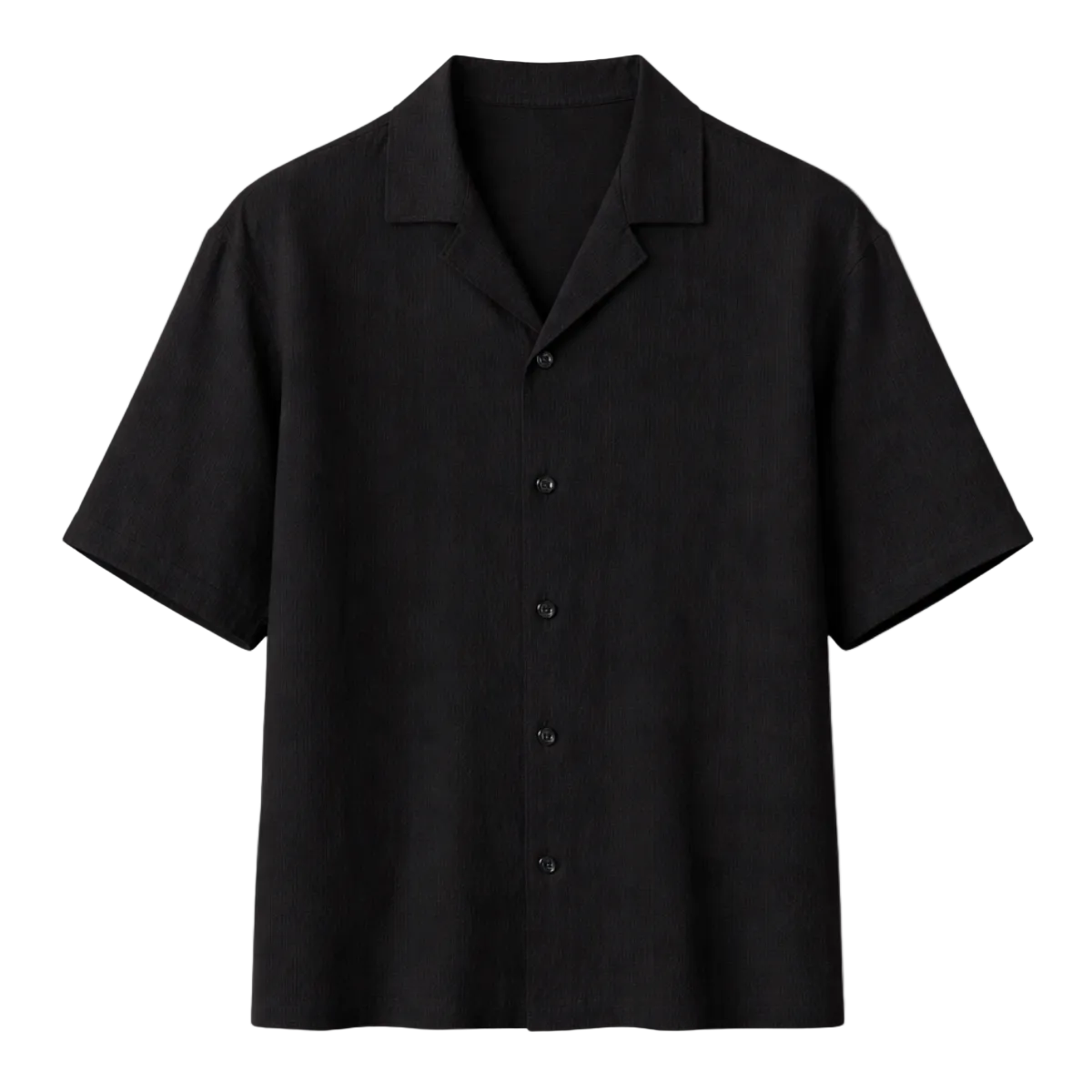 Men's Camp Collar Button-Up Shirt with Straight Hem