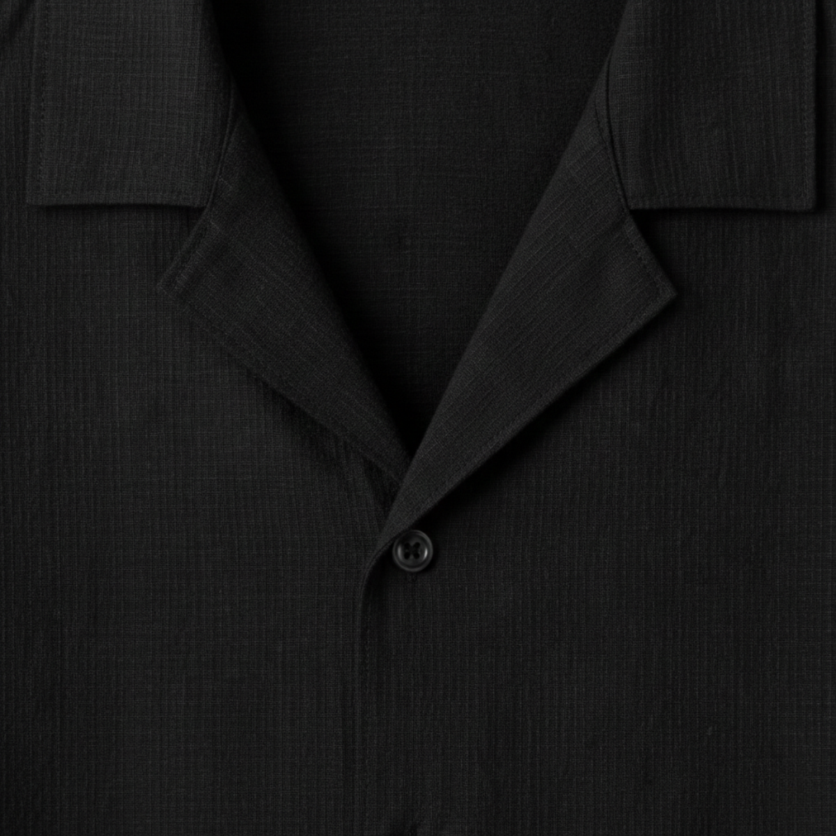Men's Camp Collar Button-Up Shirt with Straight Hem