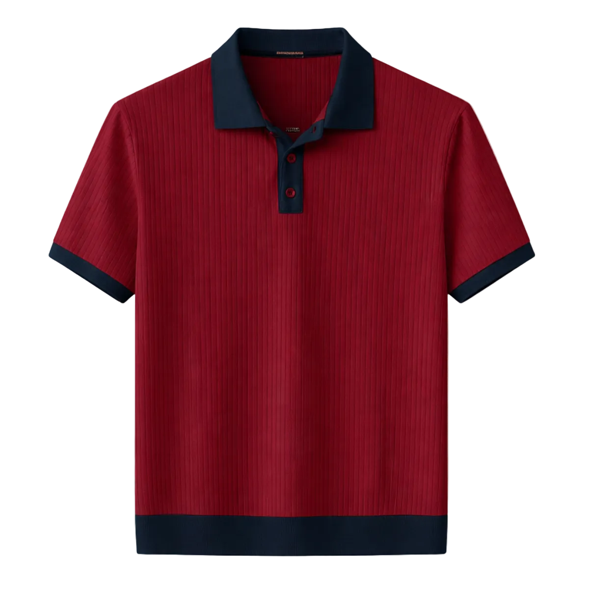 Men's Contrast Trim Knit Polo Shirt with Button Placket