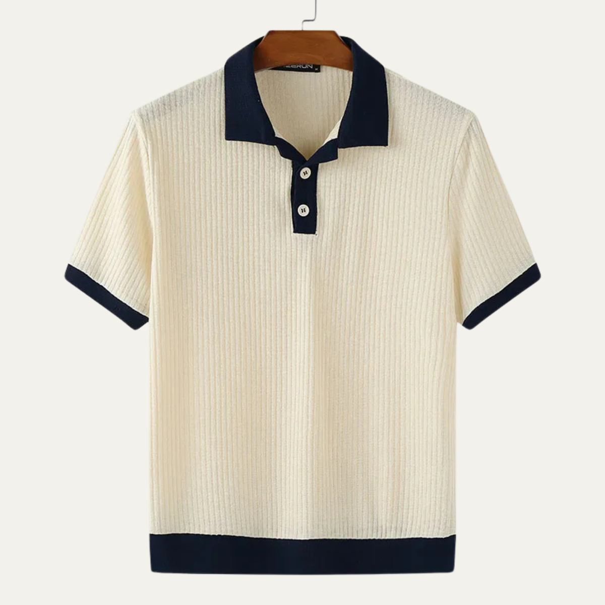 Men's Contrast Trim Knit Polo Shirt with Button Placket