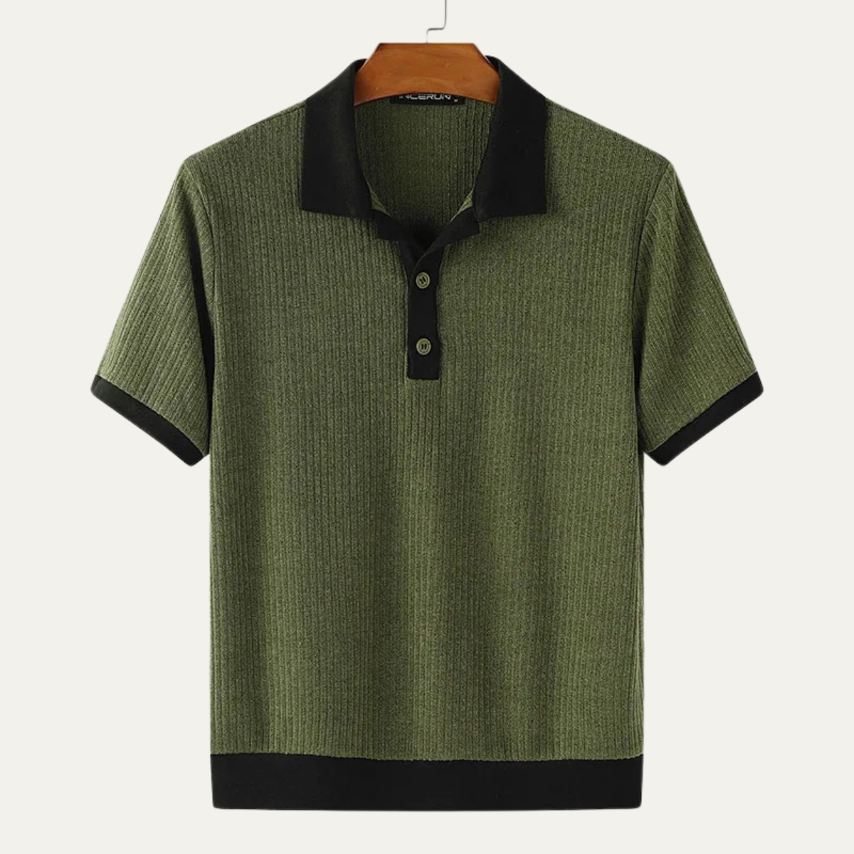Men's Contrast Trim Knit Polo Shirt with Button Placket