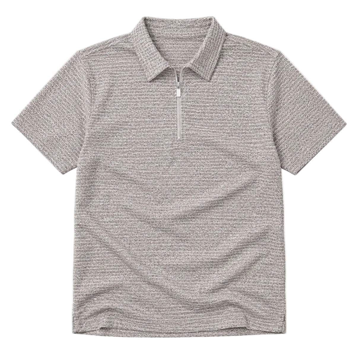 Men's Half-Zip Polo Shirt with Marled Knit Texture