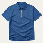 Men's Half-Zip Polo Shirt with Marled Knit Texture