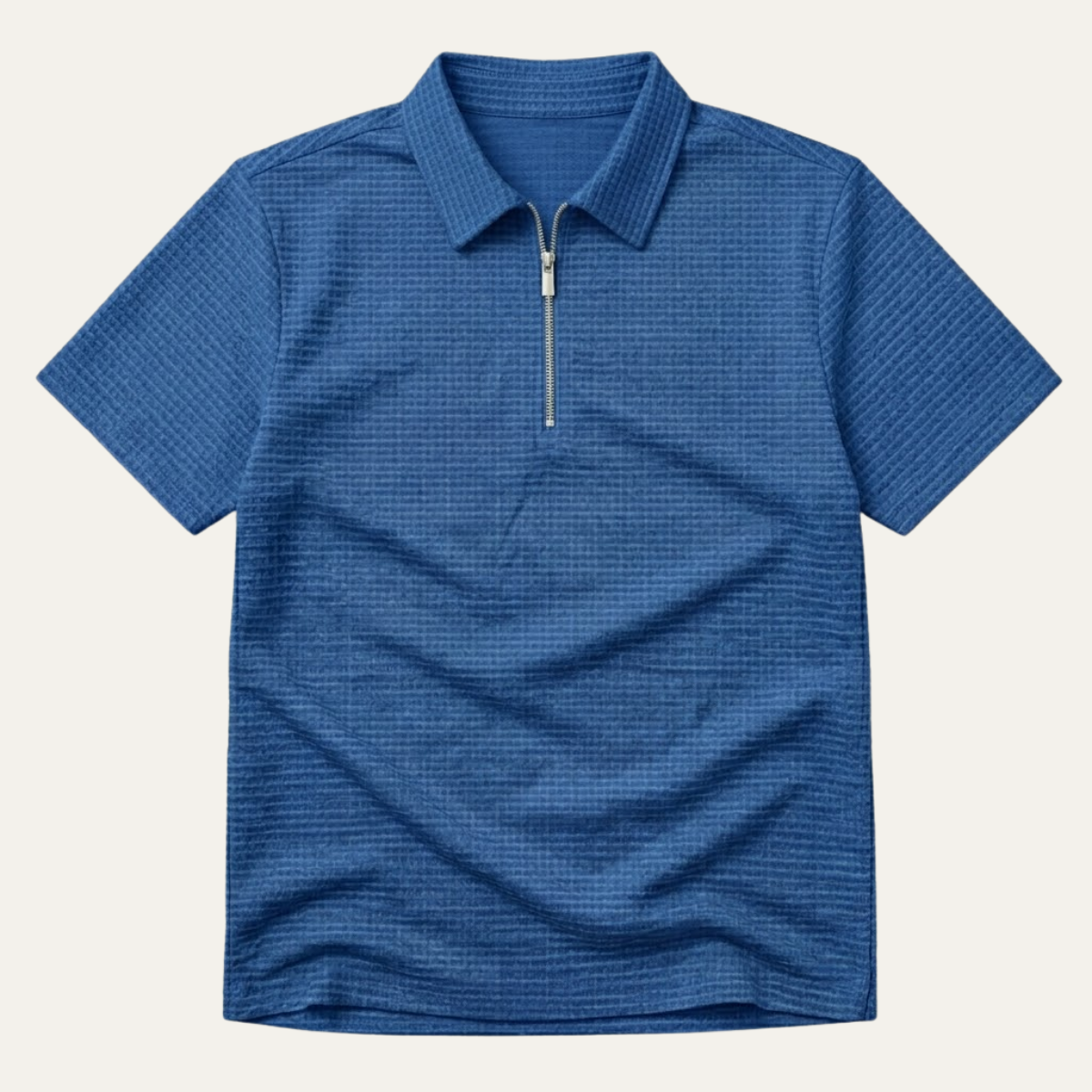 Men's Half-Zip Polo Shirt with Marled Knit Texture