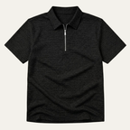 Men's Half-Zip Polo Shirt with Marled Knit Texture