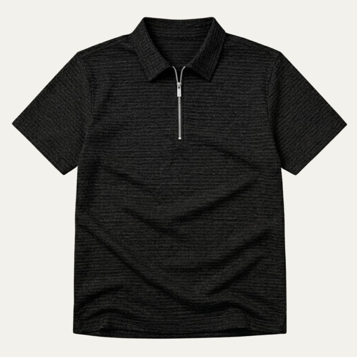 Men's Half-Zip Polo Shirt with Marled Knit Texture