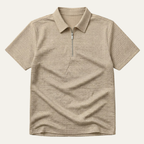 Men's Half-Zip Polo Shirt with Marled Knit Texture