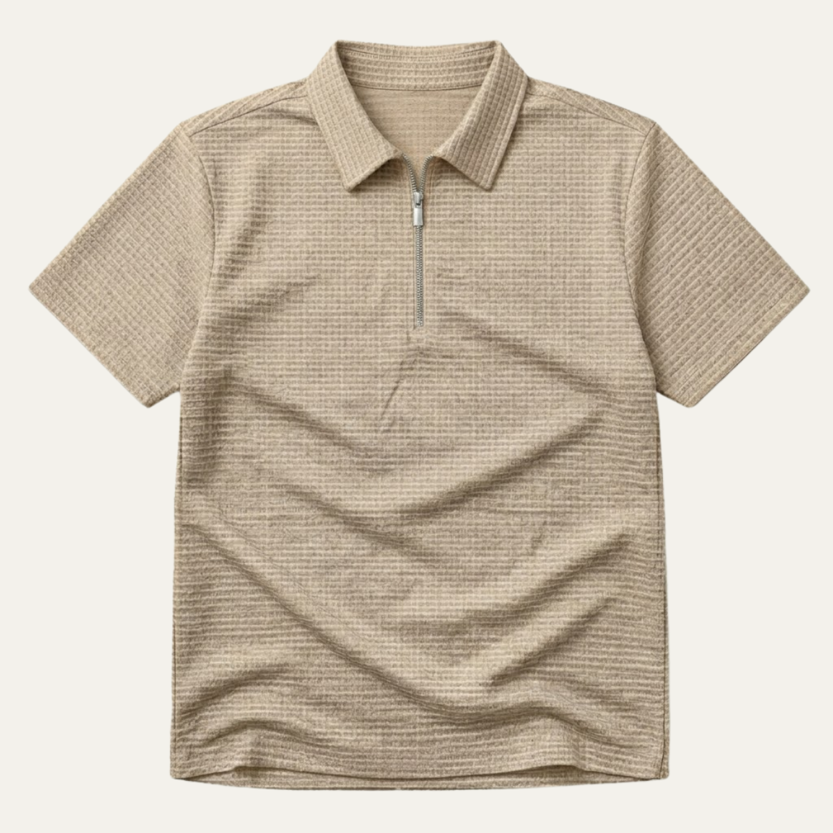Men's Half-Zip Polo Shirt with Marled Knit Texture
