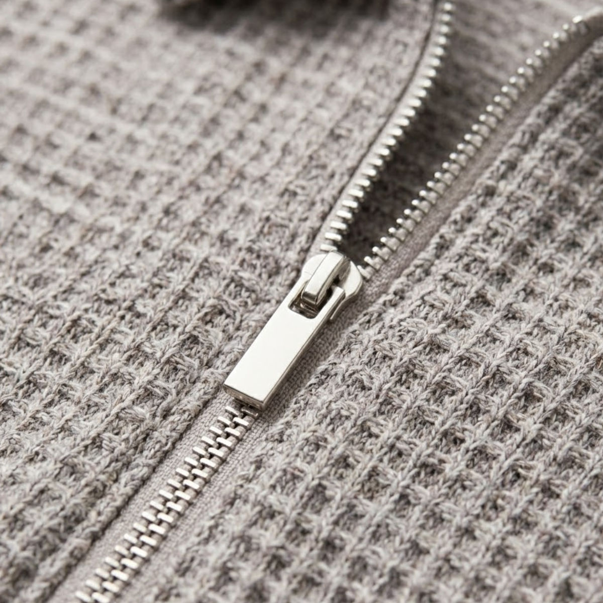 Men's Half-Zip Polo Shirt with Marled Knit Texture