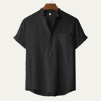 Men's Mandarin Collar Button Placket Shirt