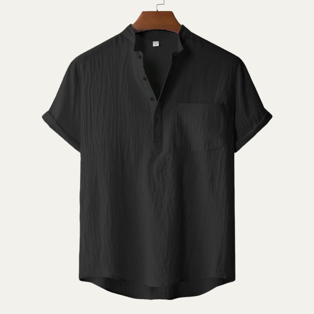 Men's Mandarin Collar Button Placket Shirt
