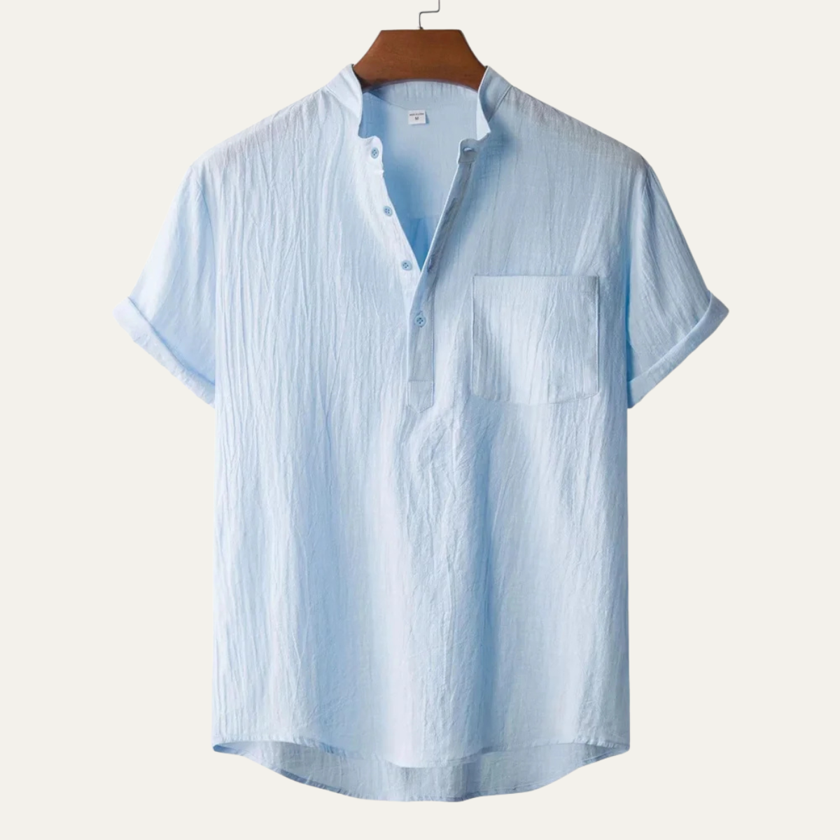 Men's Mandarin Collar Button Placket Shirt