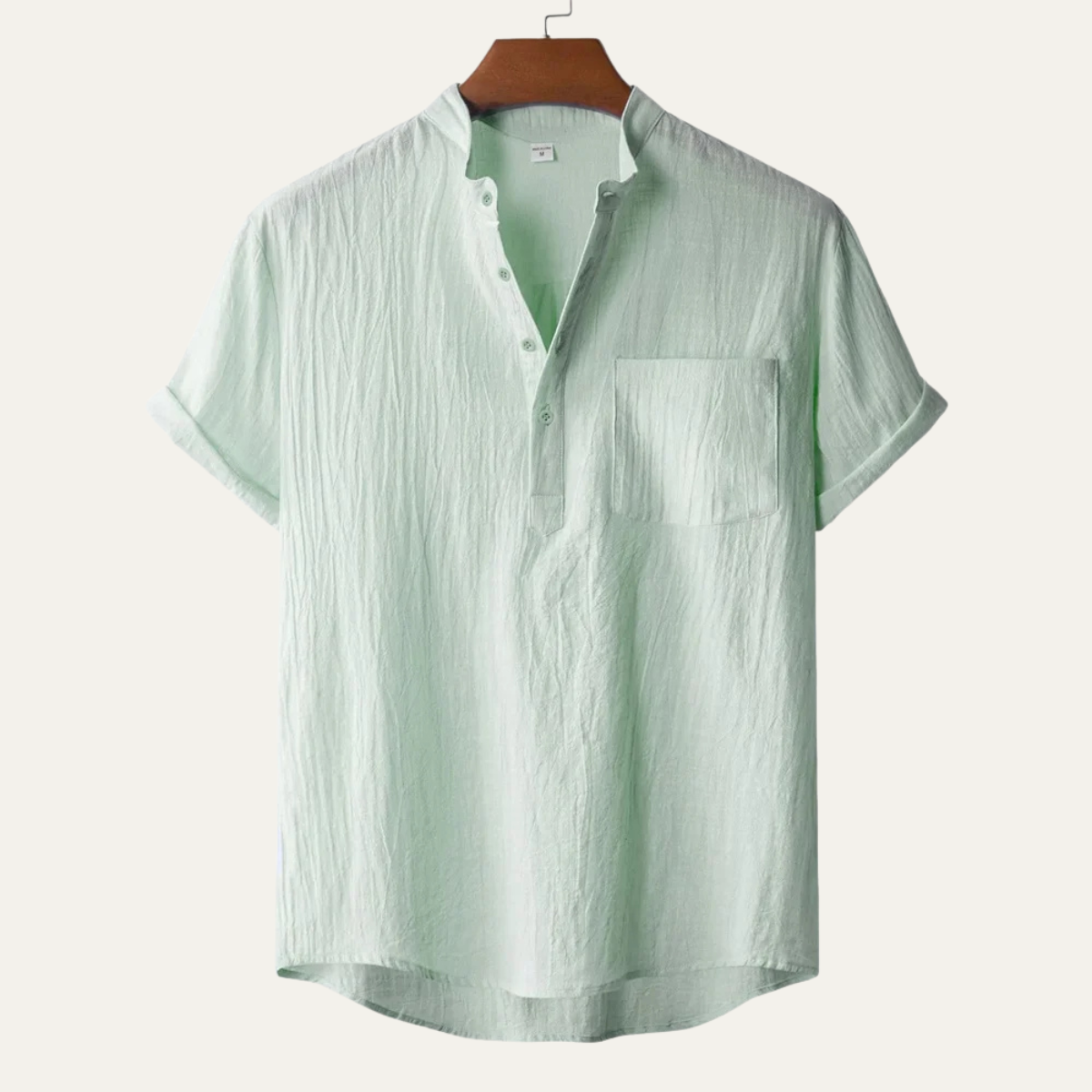 Men's Mandarin Collar Button Placket Shirt