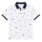 Men's Nautical Print Polo Shirt with Contrast Trim
