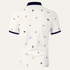 Men's Nautical Print Polo Shirt with Contrast Trim