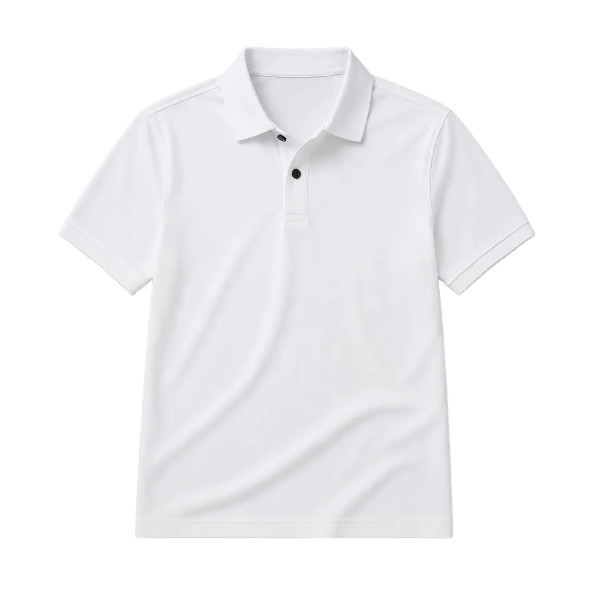 Men's Plain Polo Shirt with Flat Collar and Contrast Buttons