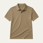 Men's Plain Polo Shirt with Flat Collar and Contrast Buttons