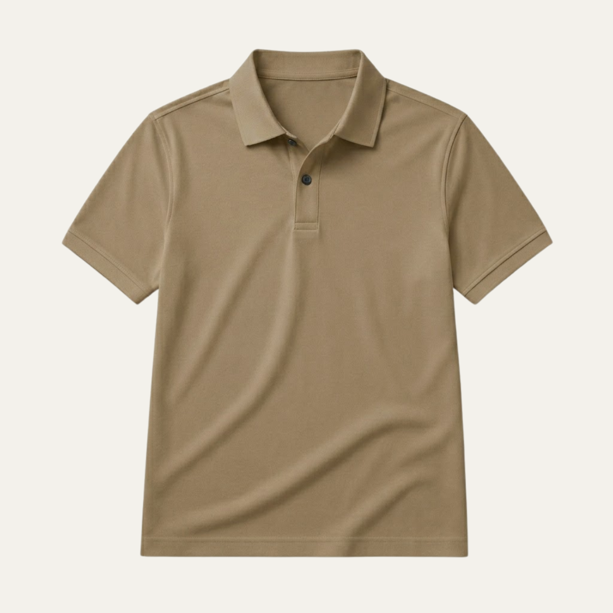 Men's Plain Polo Shirt with Flat Collar and Contrast Buttons