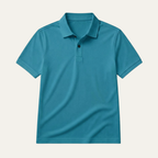 Men's Plain Polo Shirt with Flat Collar and Contrast Buttons