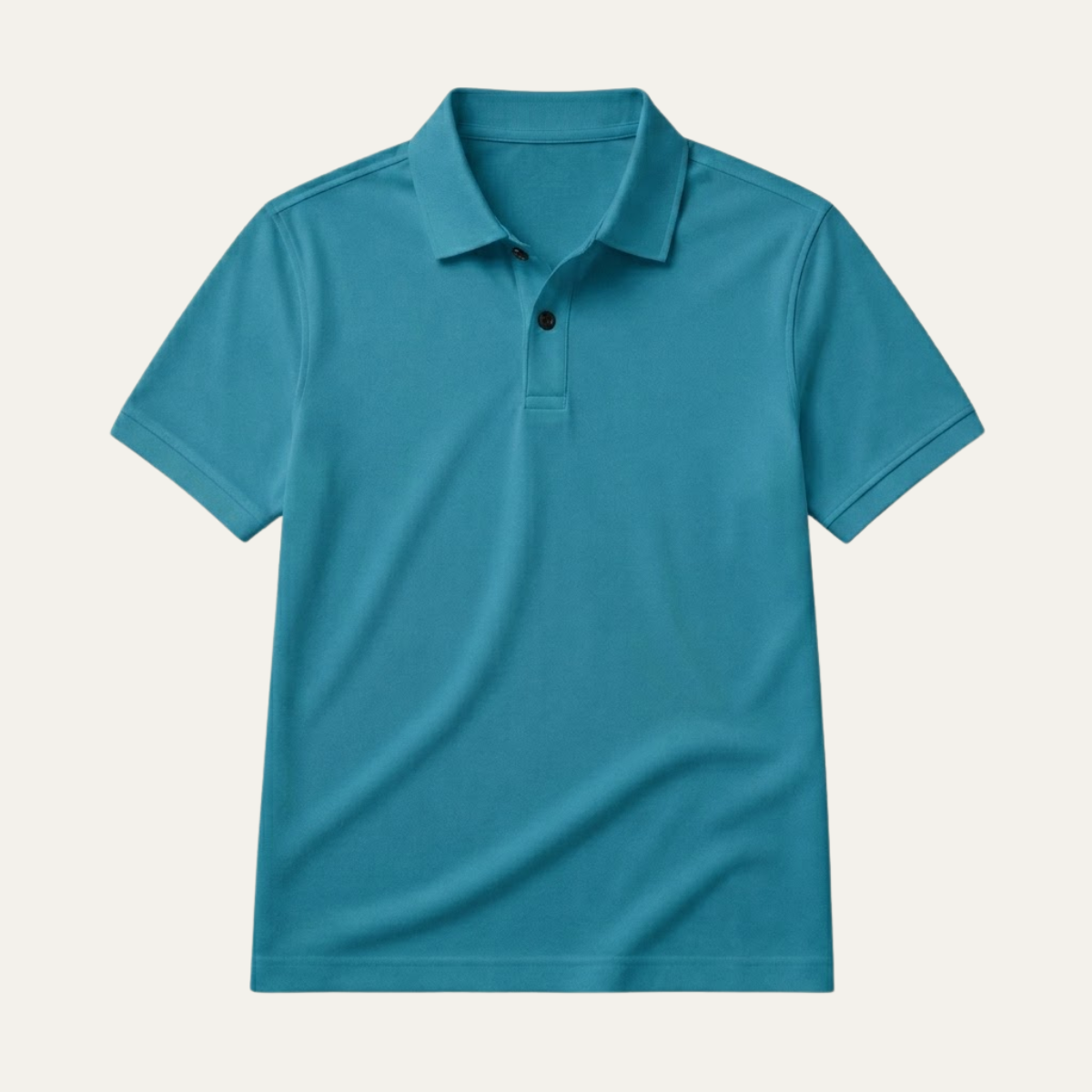 Men's Plain Polo Shirt with Flat Collar and Contrast Buttons