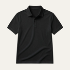 Men's Plain Polo Shirt with Flat Collar and Contrast Buttons