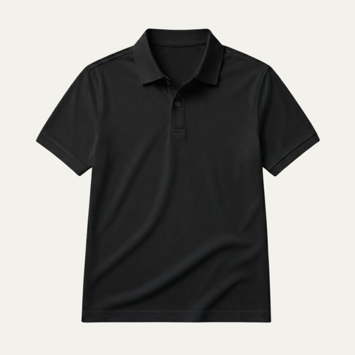 Men's Plain Polo Shirt with Flat Collar and Contrast Buttons