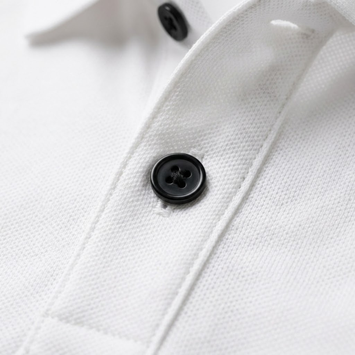 Men's Plain Polo Shirt with Flat Collar and Contrast Buttons
