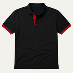 Men's Polo Shirt with Contrast Cuffs and Placket