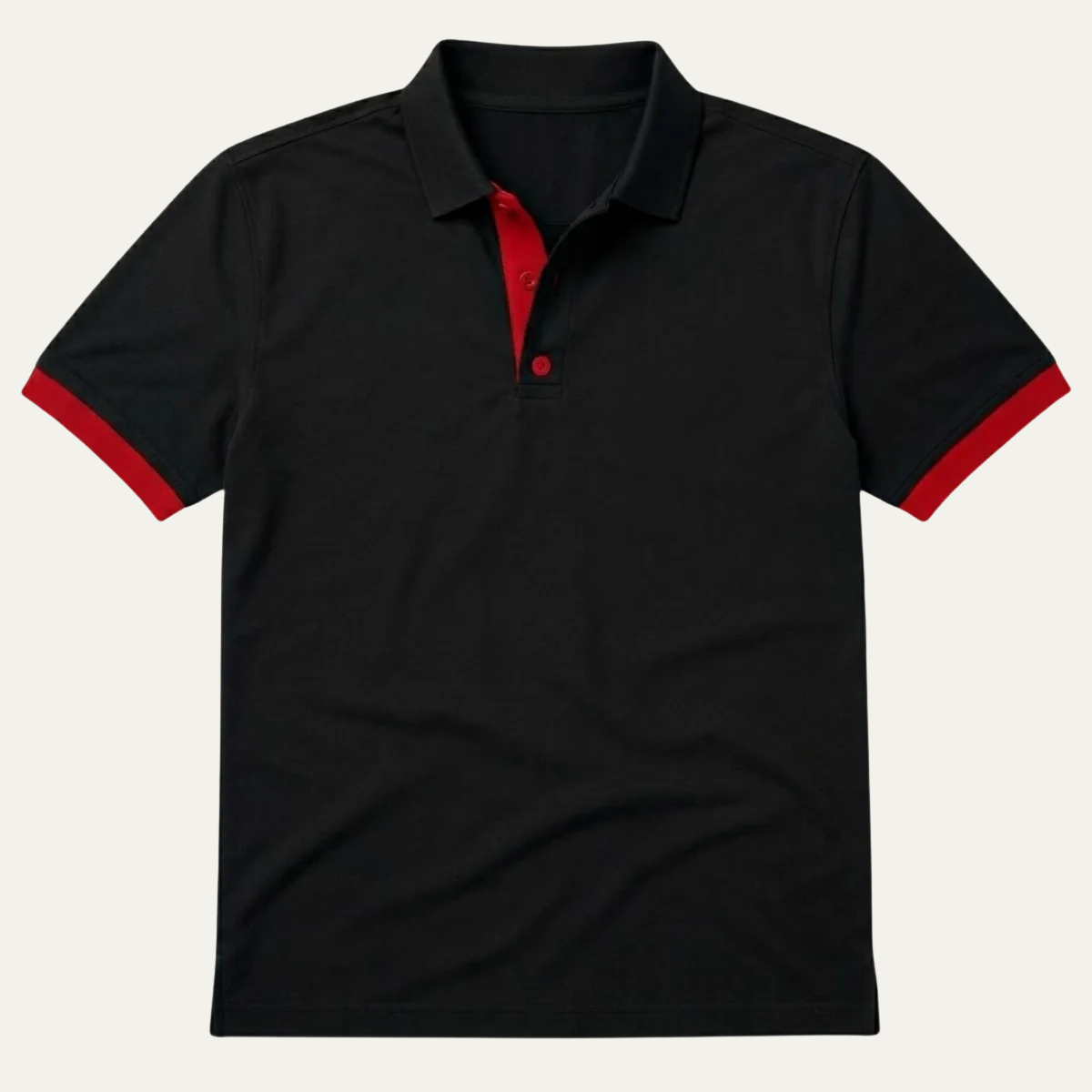 Men's Polo Shirt with Contrast Cuffs and Placket
