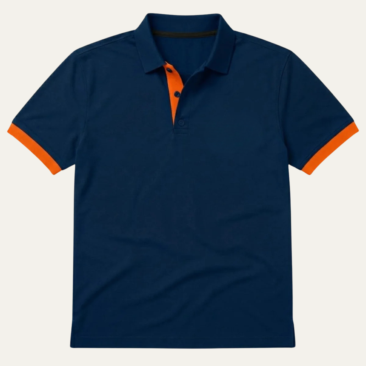 Men's Polo Shirt with Contrast Cuffs and Placket
