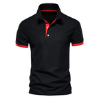 Men's Polo Shirt with Contrast Inner Collar and Banded Cuffs