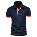 Men's Polo Shirt with Contrast Inner Collar and Banded Cuffs