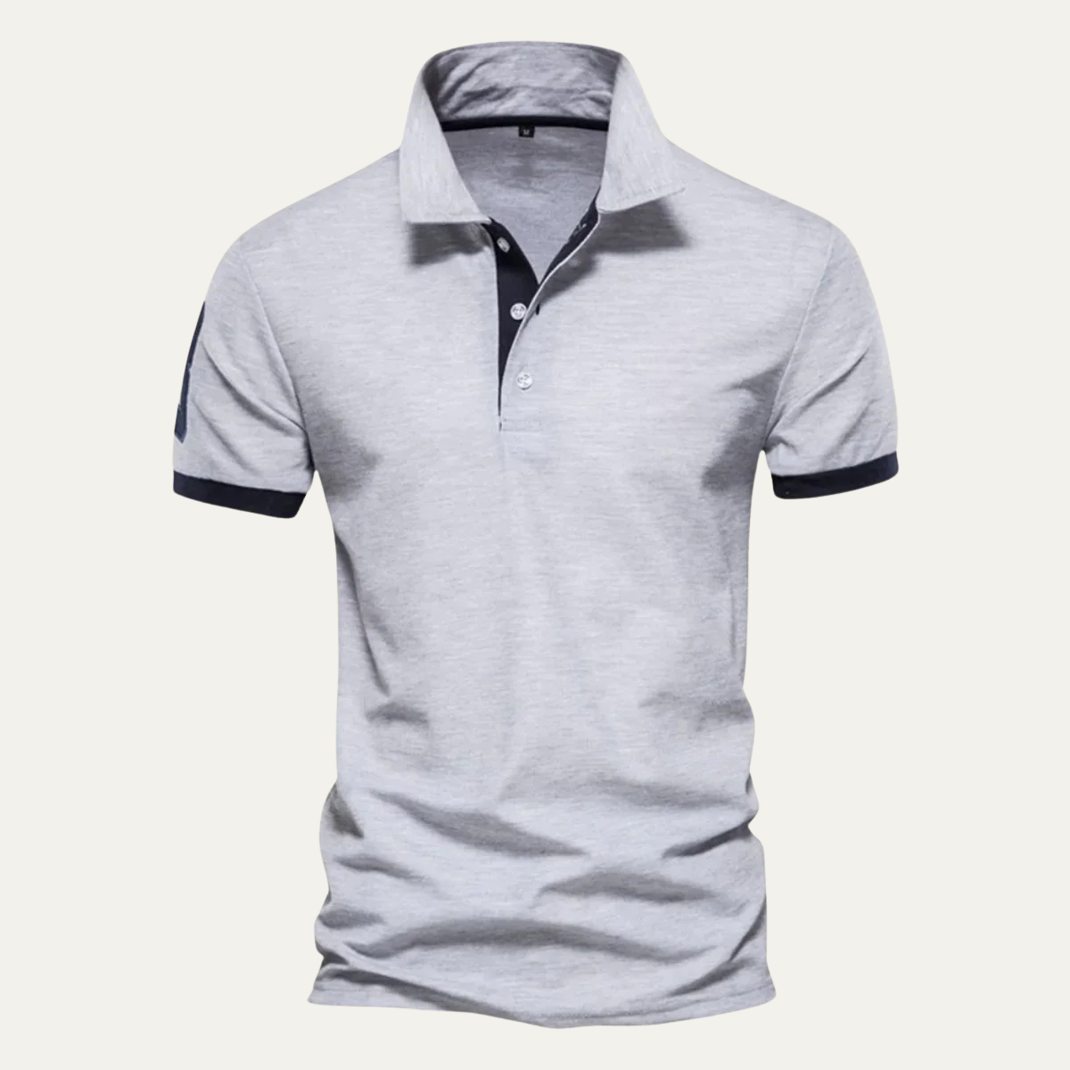 Men's Polo Shirt with Contrast Inner Collar and Banded Cuffs