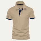 Men's Polo Shirt with Contrast Inner Collar and Banded Cuffs