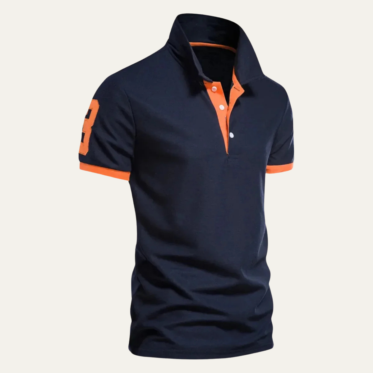 Men's Polo Shirt with Contrast Inner Collar and Banded Cuffs