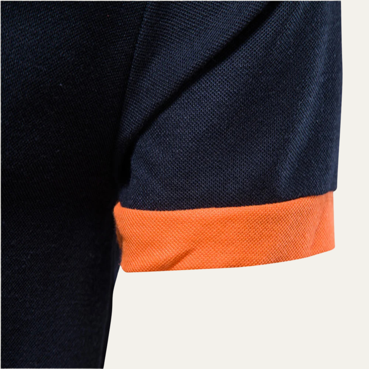 Men's Polo Shirt with Contrast Inner Collar and Banded Cuffs