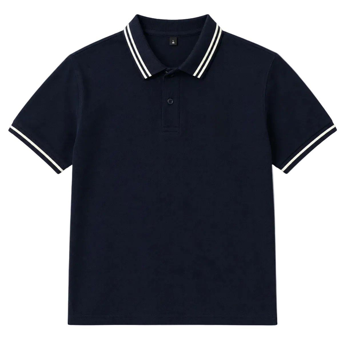 Men's Polo Shirt with Twin-Stripe Tipped Collar and Cuffs