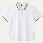 Men's Polo Shirt with Twin-Stripe Tipped Collar and Cuffs