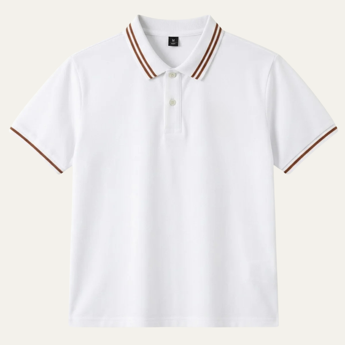 Men's Polo Shirt with Twin-Stripe Tipped Collar and Cuffs