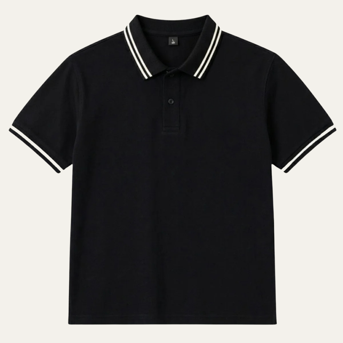 Men's Polo Shirt with Twin-Stripe Tipped Collar and Cuffs