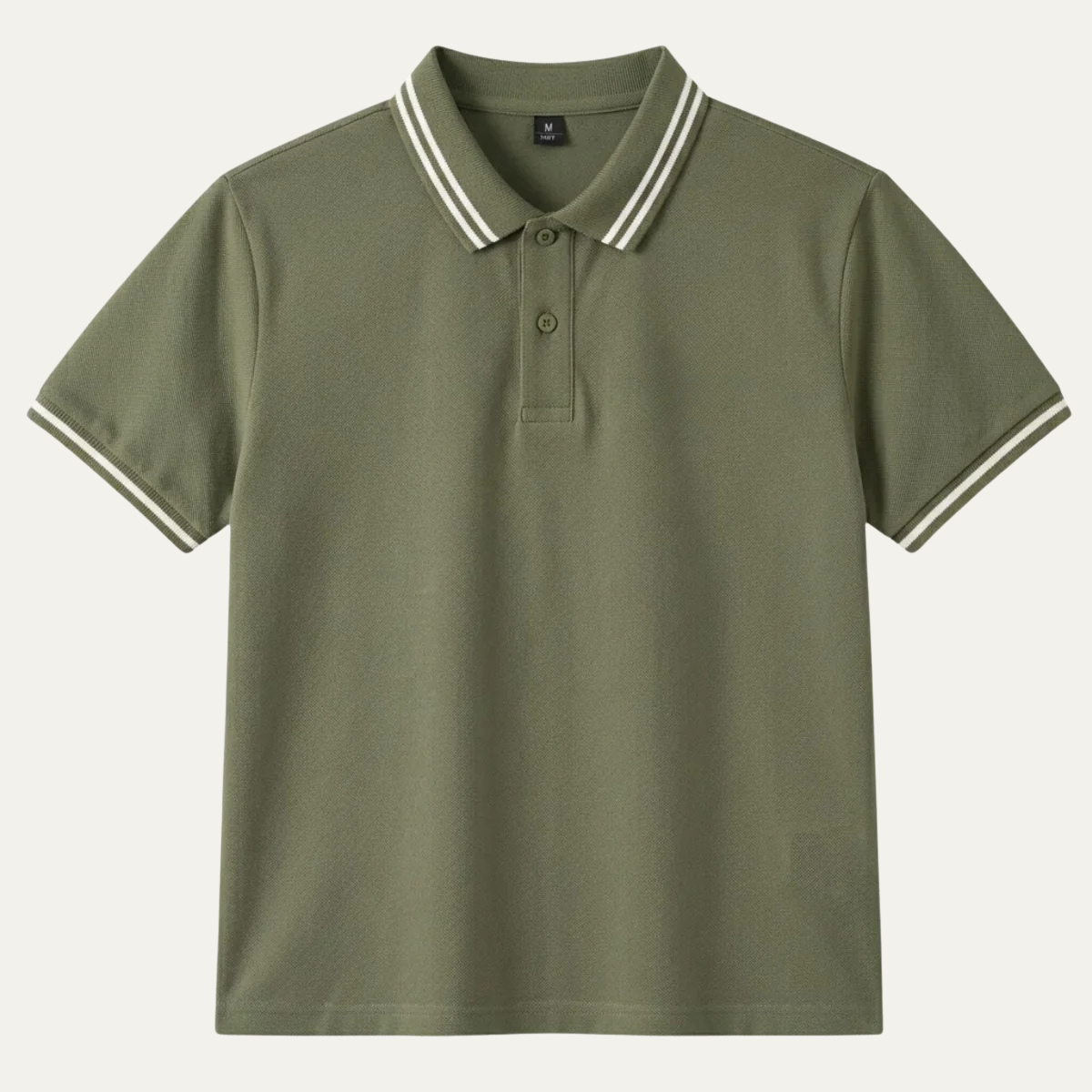 Men's Polo Shirt with Twin-Stripe Tipped Collar and Cuffs