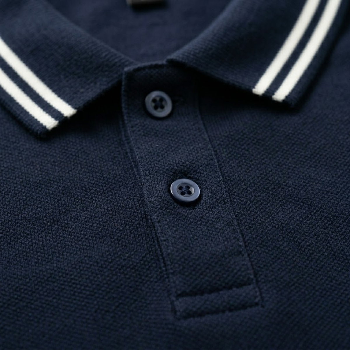 Men's Polo Shirt with Twin-Stripe Tipped Collar and Cuffs